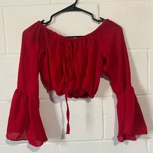 Red long sleeve crop top